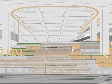校园阅读台阶SU模型