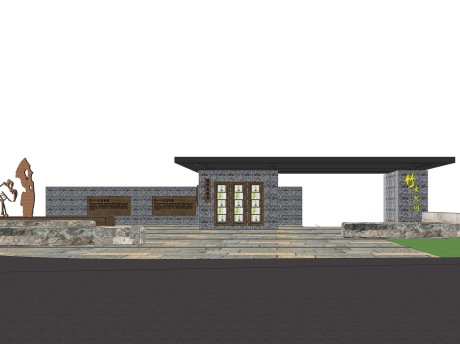 竹文化园大门SU模型