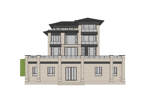 新中式别墅自建房SU模型