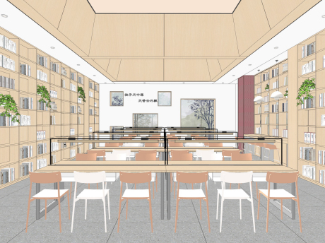 图书馆书吧书店阅览室SU模型