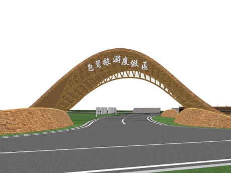 包鸾旅游度假区大门SU模型