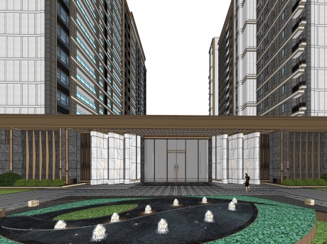 丽景上和府示范区前场景观SU模型