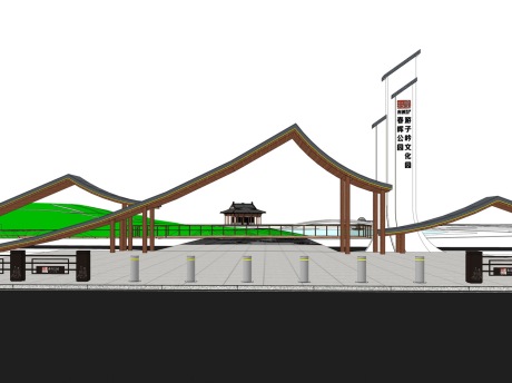 南渡游子吟文化园春晖公园大门SU模型