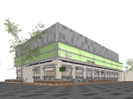 户外咖啡厅SU模型