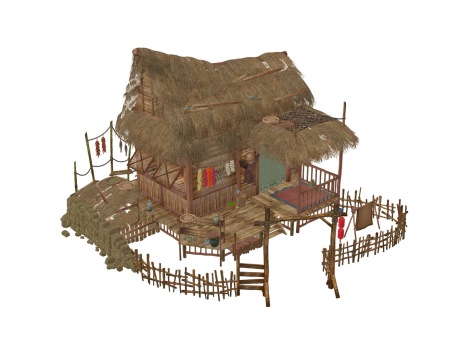 茅草屋木屋SU模型