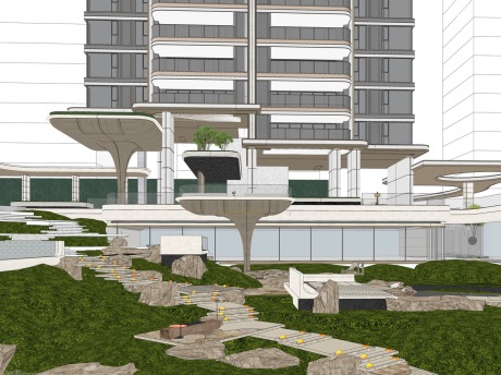 招商示范区景观+住宅SU模型