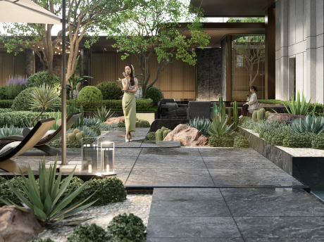 成都越秀天悦芸萃二期大区景观+文本SU模型