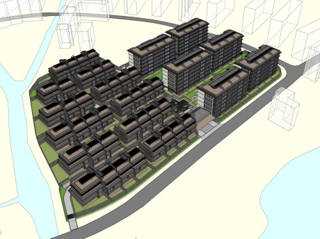新中式叠墅洋房SU模型