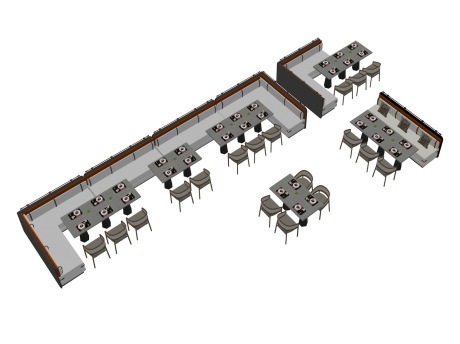 卡座餐桌椅SU模型