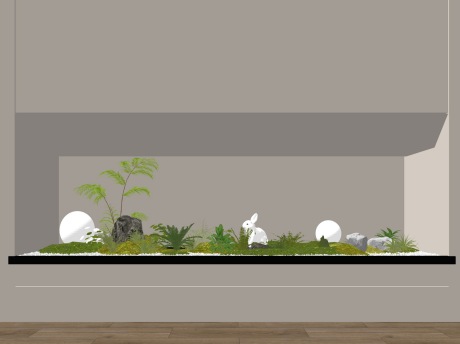 新中式苔藓灌木石头小品SU模型