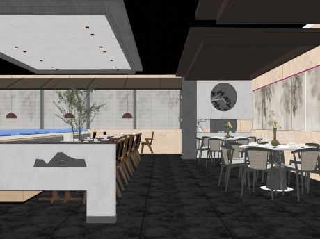 现代餐厅SU模型