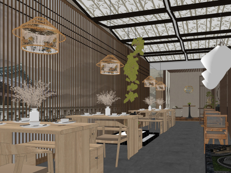 现代餐厅SU模型