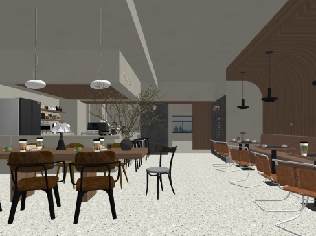 现代餐厅SU模型