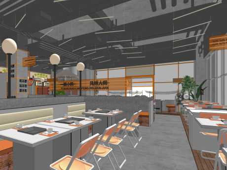 大喜自助烤肉店SU模型