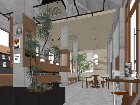 现代咖啡厅SU模型