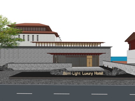 波密藏式酒店SU模型