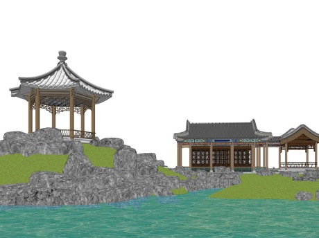 衡韵园古典园林景观SU模型