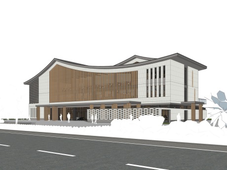 新中式办公楼SU模型