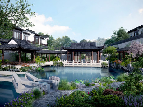 养老公寓游园SU模型