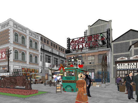 箭杆胡同上海民国风商业街SU模型