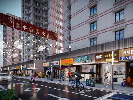 现代商业街立面改造SU模型