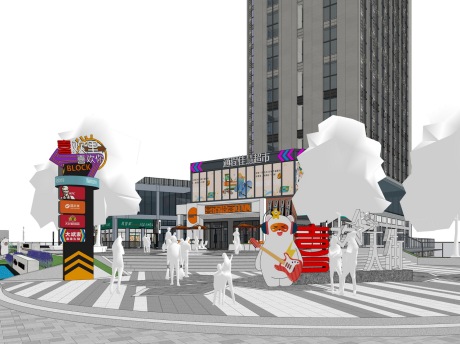 喜欢里天街景观改造SU模型