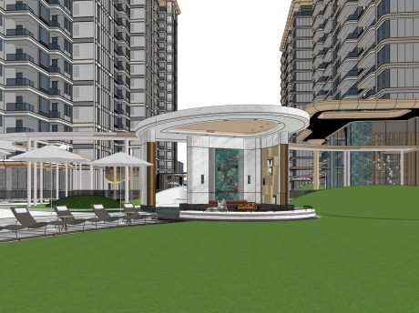 三亚亚沙村16号地块大区中庭景观SU模型