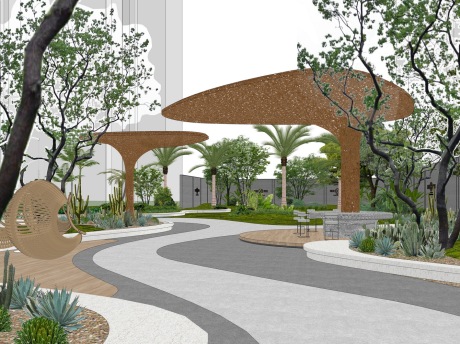 西安越秀铁建高新璞悦示范区后场景观SU模型