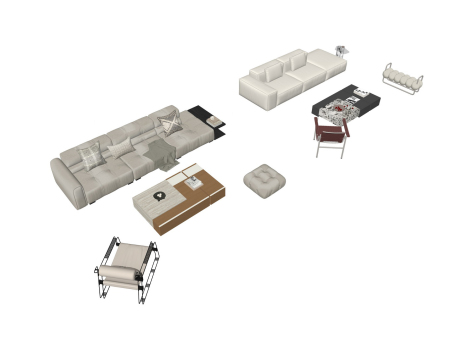 现代沙发茶几组合SU模型