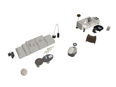 现代沙发茶几组合SU模型