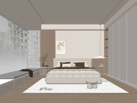 现代卧室SU模型