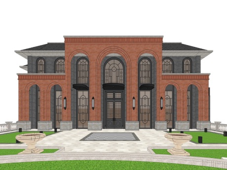 红砖办公楼SU模型