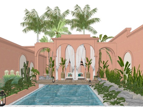 红砖民宿SU模型