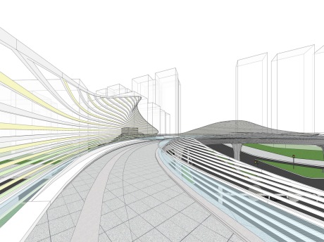 森林城市智慧坂田南节点圆桥SU模型