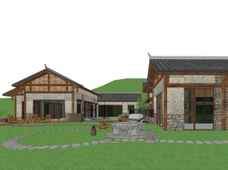 乡村民宿SU模型