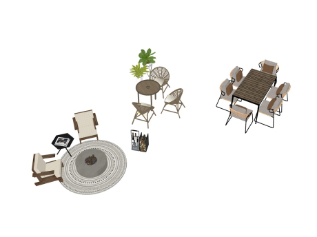户外桌椅SU模型