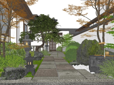 日式庭院景观SU模型