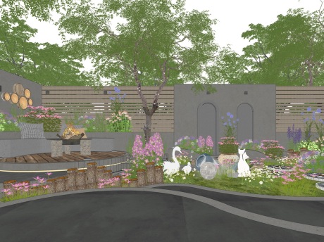 现代庭院景观SU模型