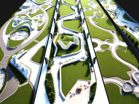 口袋公园线性公园街心公园SU模型