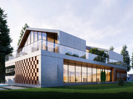 清水混凝土企业办公楼SU模型