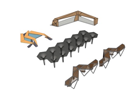 现代廊架SU模型
