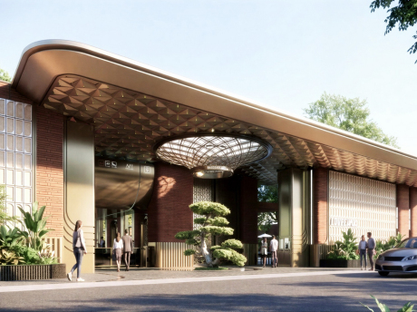 现代居住区入口景观大门围墙SU模型