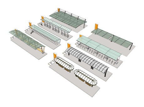 自行车停车棚SU模型