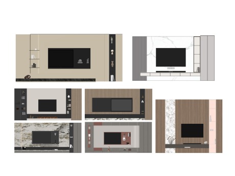 电视背景墙SU模型