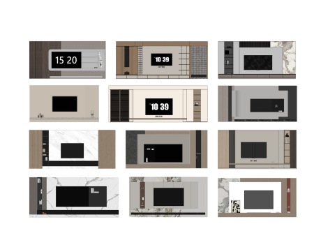 电视背景墙SU模型