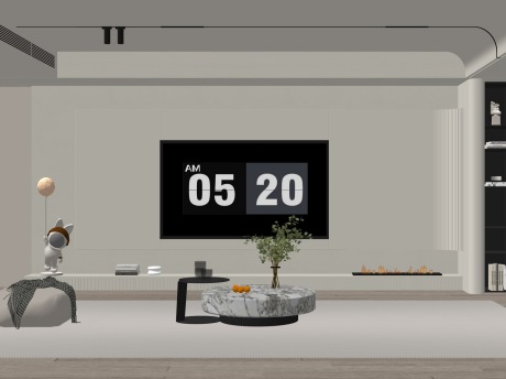 现代客厅电视背景墙SU模型