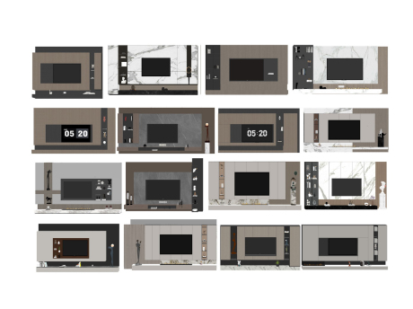 电视背景墙SU模型