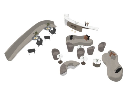 洽谈沙发茶几组合SU模型