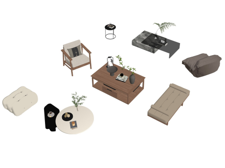 现代沙发茶几组合SU模型