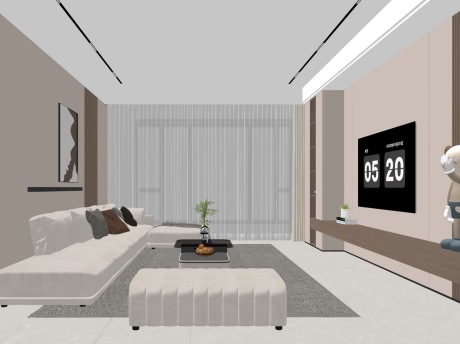 现代客厅SU模型